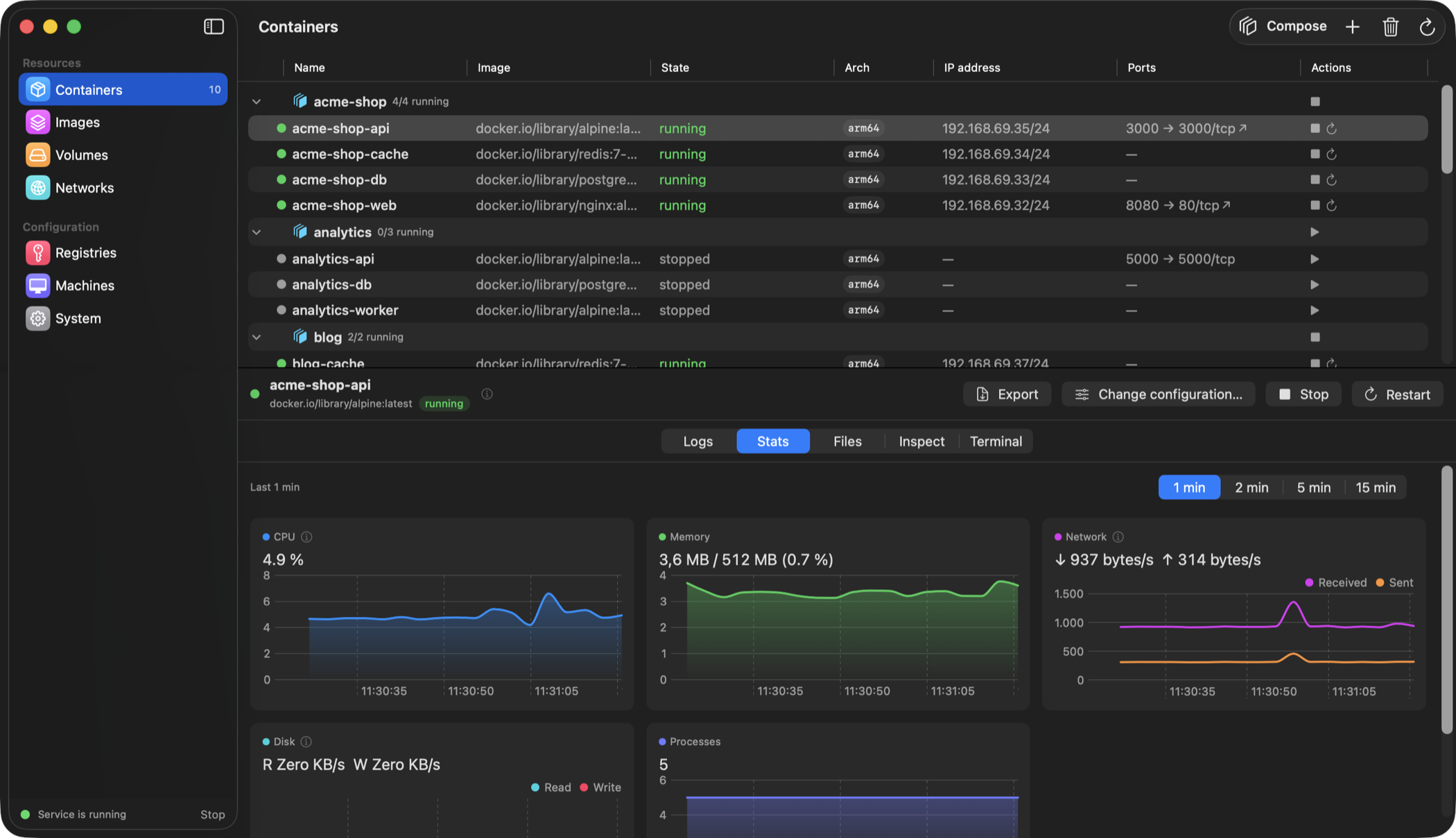 Live statistics charts